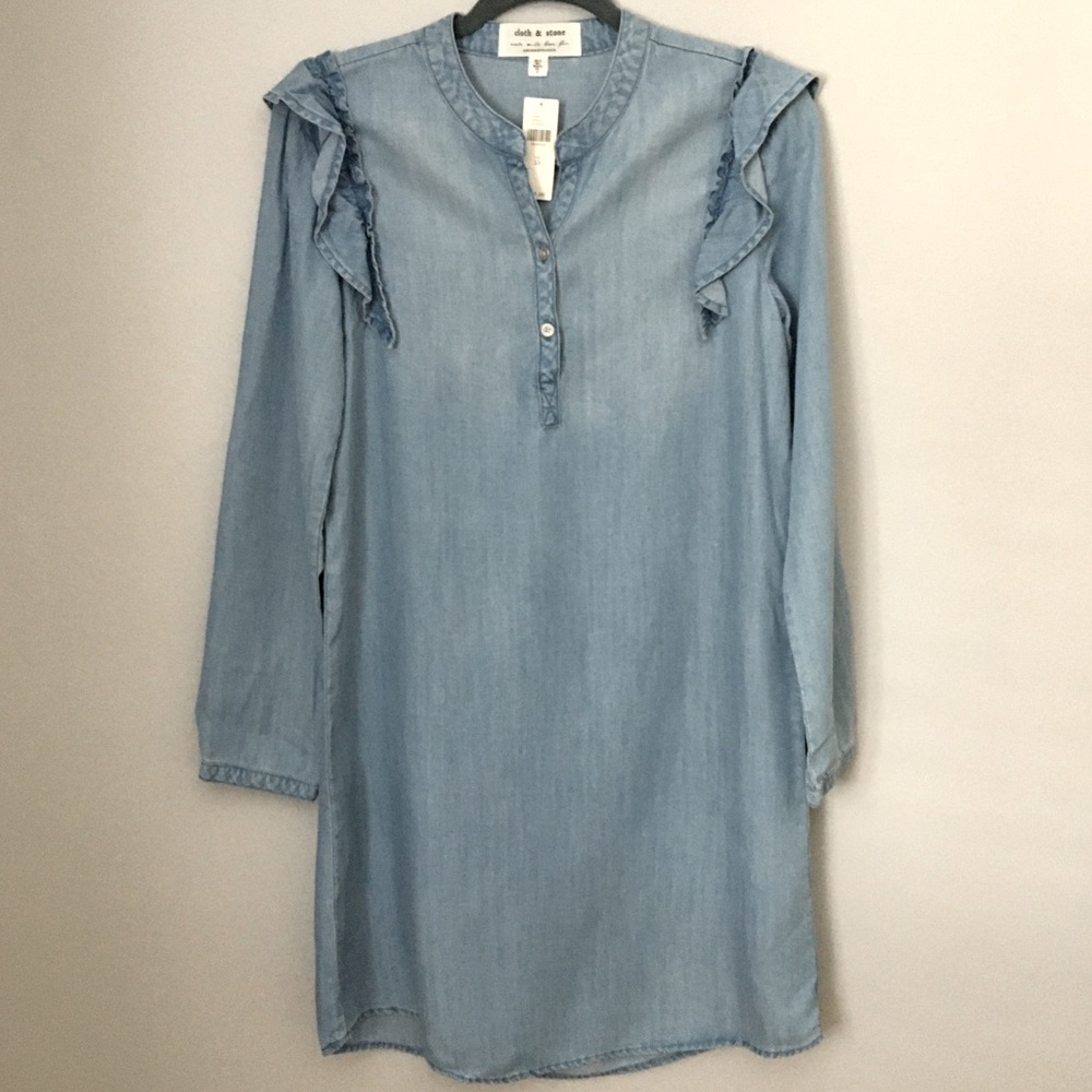 Light wash denim cotton shift dress